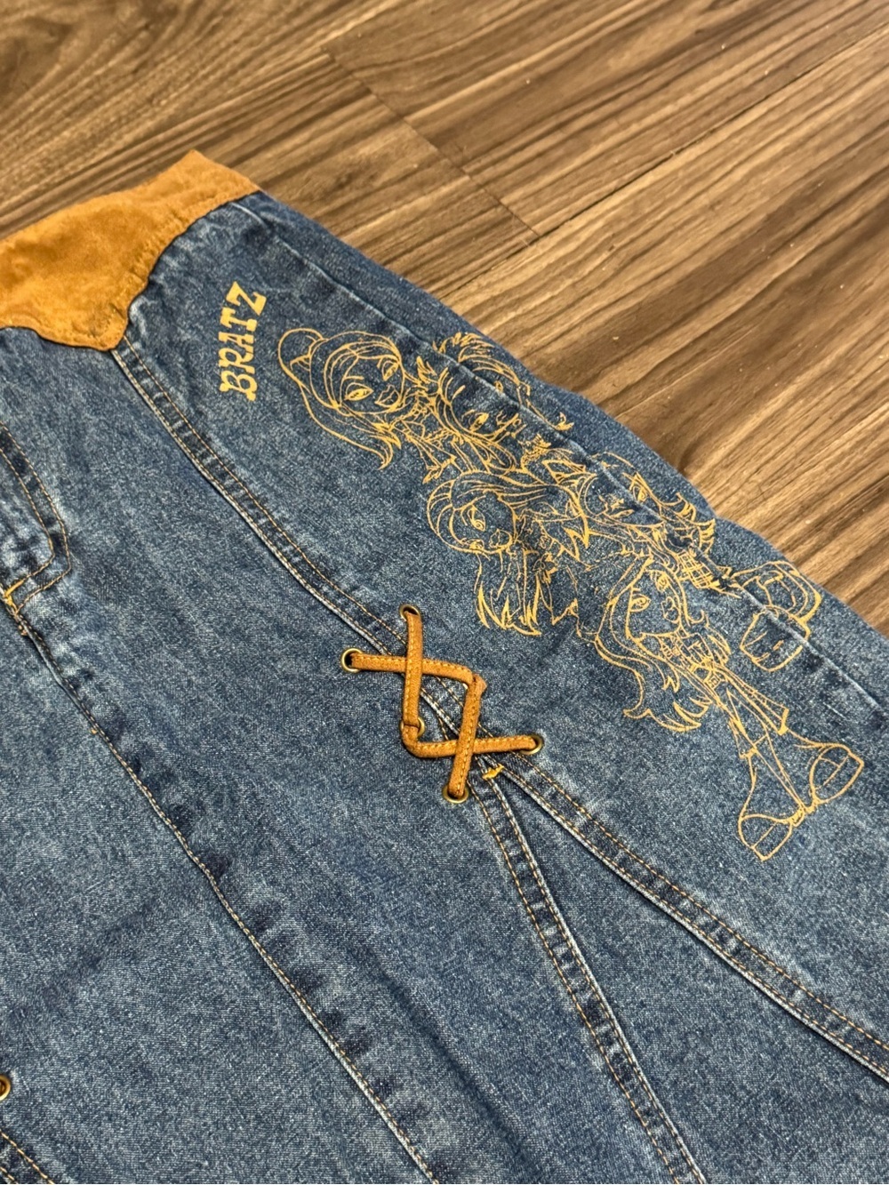 Bratz Denim Skirt Youth 10/12 Y2K Lace Up Western Jean 2002 Y2K - Picture 2 of 5